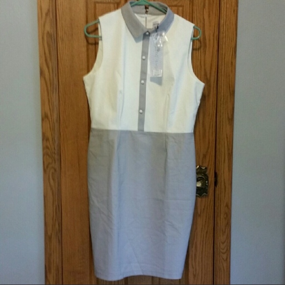 NWT Paper Dolls bodycon grey/white dress